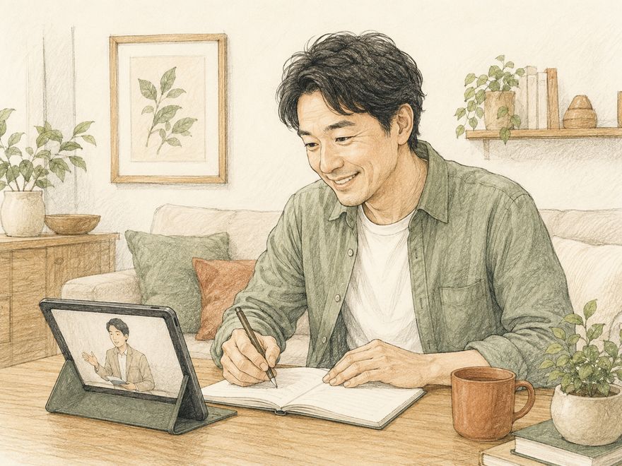 動画講座で学んでいるイラスト